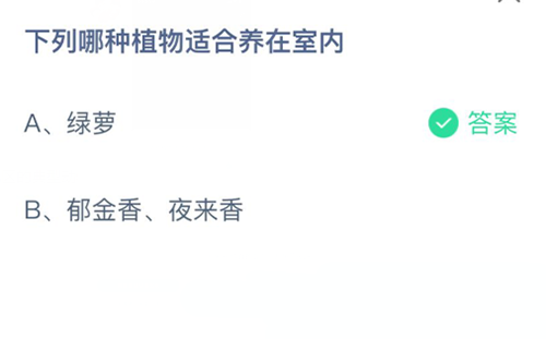 下列哪种植物适合养在室内 支付宝蚂蚁庄园3月25日答案
