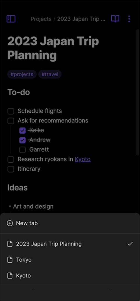 Obsidian黑曜石笔记截图